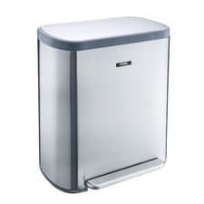 Image of Dual Compartment Recycling Pedal Bin 60L Stainless Steel Kitchen Waste Dustbin