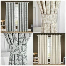 Image of luxury Heavy Jacquard Eyelet Pencil Pleat Fully Lined Ready Made Floral Curtains