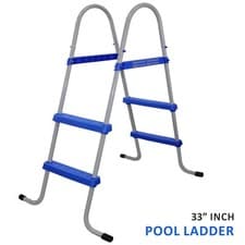 Image of 33 inch Pool Step Ladder Double Sided Above Ground Metal Frame Swimming Pool