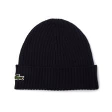 Image of Lacoste Beanie - Lacoste RB0001 Knitted Wool Beanie - Black, Grey, Navy - BNWT