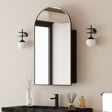 Image of Arched Large Bathroom Mirror Cabinet Wall Mounted Mirrored Cabinets with Storage