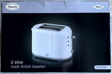 Image of Swan 2 Slice White Matt Toaster Bun Warmer Defrost Model: ST10070N Unopened