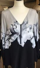 Image of Mint Velvet  Printed Sleeve Blouse, Multi Size 8 NEW