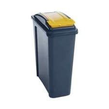 Image of VFM Recycling Bin With Lid 25 Litre Yellow 384283