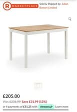 Image of Julian Bowen Coxmoor Rectangular Dining Table - Ivory/Oak Table