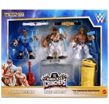 Image of WWE Knuckle Crunchers Wrestlemania Action Figures 3-Pack - John Cena The Rock