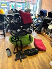 Image of Bugaboo Fox 2 -black & Ruby Red-changing Bag - Footmuff -Professionally Restored