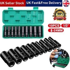Image of Deep Impact Sockets 1/2" Drive Long Reach Thin Wall 10 Metric Socket Set 10-24mm