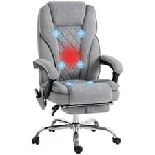 Image of Vinsetto Massage Office Chair, Heated Reclining Desk Chair, Grey