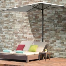 Image of Half Round Parasol Umbrella Balcony Sun Shade Metal Polyester
