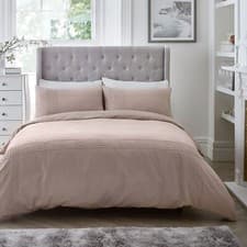 Image of Modern Serene Amalfi Plain Check Pleated Pintuck Designer Duvet/Quilt Cover Set