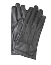 Image of Dents Women's Leather Gloves with Stud Button and 3-Point Stitch Detail in Black