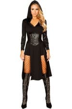 Image of The Queens Assassin Slit Hooded Dress Halloween Video Games Costume Adult Women