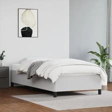 Image of Bed Frame without Mattress White 90x190 cm Single Single Faux Leather
