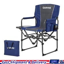 Image of Folding Directors Chair with Side Table & Side Pocket, Blue
