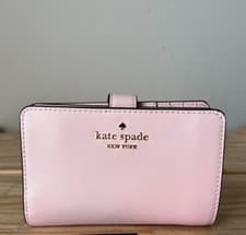 Image of Kate Spade NY Madison Medium Compact Bifold Wallet Conch Pink Saffiano Leather