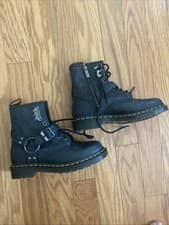 Image of British Classic Motorcycle DR. MARTENS 1460 HDW HARNESS ANTIQUE Black Boots Sz 7