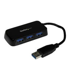 Image of StarTech.com Portable 4 Port SuperSpeed Mini USB 3.0 Hub - Black~Portable 4 Port
