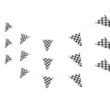 Image of 2 Sets Racing Flag Car Flags Race Day Supplies Black and White Checkered