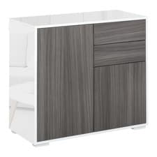 Image of Modern Side Cabinet Storage Cupboard 2 Doors 2 Drawers Home Office Kitchen White