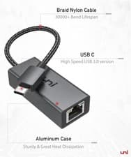 Image of UNI- USB-C to Ethernet Adapter- Gigabit Ethernet Network Adapter (LAN)- DriverFr