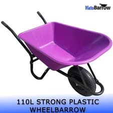 Image of 110L PURPLE WHEELBARROW - GARDEN BUILDERS HEAVY DUTY WITH PUNCTURE PROOF TYRE