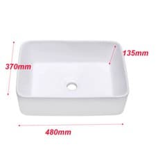 Image of Bathroom Ceramic Basin Counter Top Hand Wash Vanity Sink White Bowl Round UK
