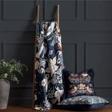 Image of Morris & Co Strawberry Thief Indigo Throw 130 x 170cm