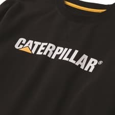 Image of Caterpillar Midweight Crewneck Sweatshirt Black Rib Knit Cuffs, Neckband, And