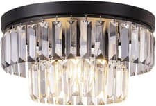 Image of TOCHIC Small 14inch Black Crystal Chandelier, 3-Light Droplet Crystal Modern