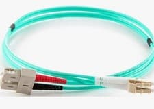 Image of 2M OM3 50/125 Multimode Duplex LC-SC LSZH Fibre Patch Lead 2m / Aqua