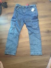Image of GUESS Jeans Mens 38x32 Mateo Cargo Pants Stretch Medium Wash Denim Blue NWT