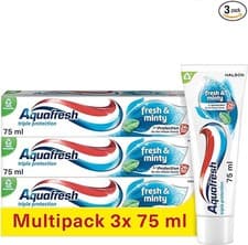 Image of Aquafresh Triple Protection Toothpaste 3×75ml Fresh Mint Strong Teeth & Gums