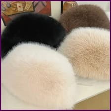 Image of Hot Sale Fur Hat Women Warm Snow Ski Cap Female Faux Fox Fur Thick Warm.