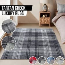 Image of Tartan Check Highland Rugs Soft Floor Living Rugs Hallway Runner Durable Nonslip