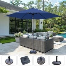 Image of 2.5m Garden Outdoor Patio Parasol Sun Shade Umbrella Canopy Crank Tilt with Base