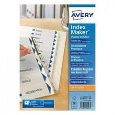 Image of Avery IndexMaker Plastic Divider Set Polypropylene A4 10-Part Clear L7455-10