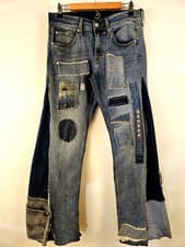 Image of Upcycled Women Bellbottom Jeans OOAK Boho Patchwork 7 For All Mankind Size 31