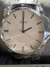Image of Guess Escrow Brown Leather Strap Beige Dial W0664G2 Brand New Mens Watch.
