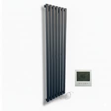 Image of Electric Single Vertical Column Oval Tube Radiator – Anthracite/White 1800x420