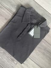 Image of ALL SAINTS BLACK "FIGURE" REGULAR FIT SHORT SLEEVE POLO SHIRT - XS - NEW & TAGS