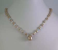 Image of Champagne Pearl & Swarovski Crystal Necklace