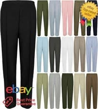 Image of  Ladies Office Work Trousers Half Elasticated Stretch Waist Pull Up Pants