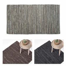 Image of Denver Leather Woven Rugs Black and Chocolate, Modern, Rectangle