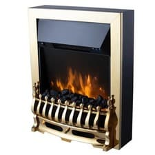 Image of WarmLite Whitby Brass 2kW LED Electric Fire Inset 2000W Fireplace Flame Effect.