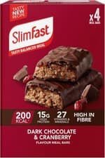 Image of Slim Fast Meal Bars Dark Choc + Cranberry 4 x 60g Meal 15g Protein Bars 200Kcal