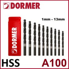 Image of DORMER A100 HSS Jobber Drills Metric Steam Tempered High Speed Steel Drill Bits