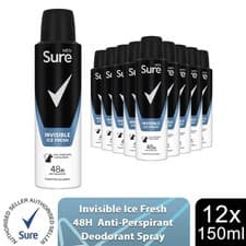 Image of Sure Men Anti Perspirant 48H Protection Invisible Ice Deodorant, 12 Pack, 150ml