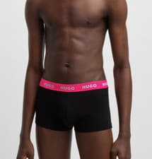 Image of New Hugo Boss Stretch-Cotton Trunks, Pink Band, Medium