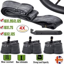 Image of 4 X 16x1.95 /2.125 Schrader Car Valve Bike Cycle Inner Tube + FREE TYRE LEVER UK